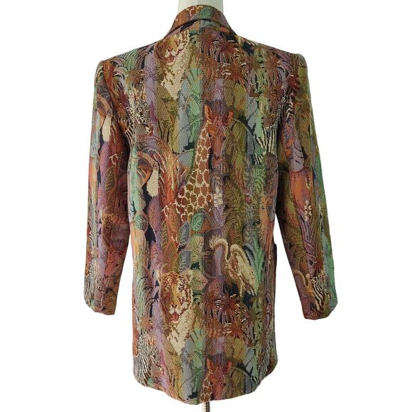 Hill Country Clothiers  Tapestry Jungle Animals BOHO Vintage Blazer Lined Jacket - Picture 3 of 6